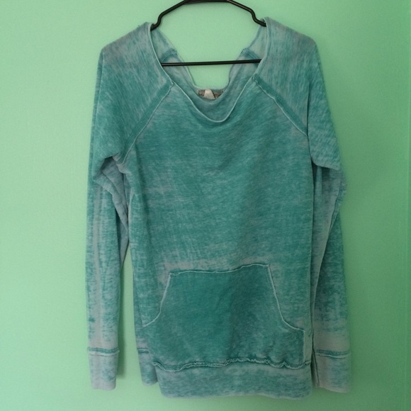 Acid Wash Off-The-Shoulder Shirt