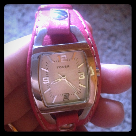 Pink fossil watch