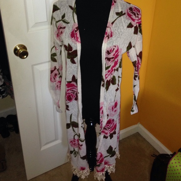 Floral long cardigan