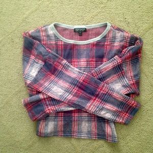 Topshop Plaid Cropped Sweater