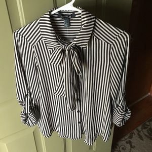 Striped Chiffon Bow Shirt