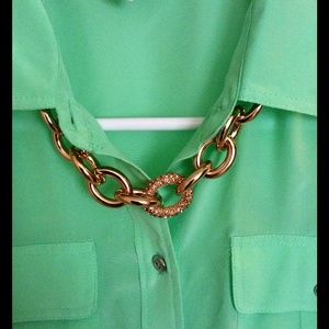 Gold Chain Necklace Chunky Crystal Banana Republic