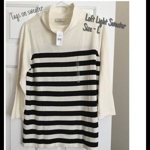LOFT sweater : cream white and black stripes