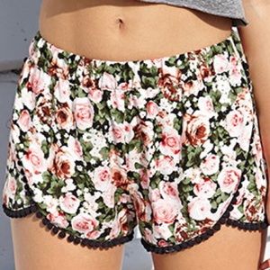 Forever 21 Floral Pom Pom Short