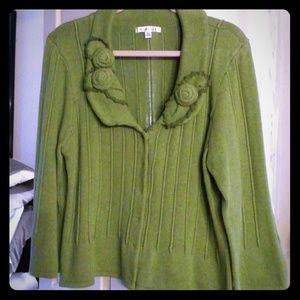 Green CAbi cardigan sweater