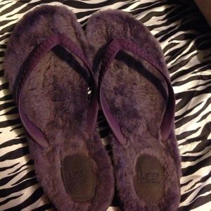 Purple Ugg Fuzzy Flip Flops 👣
