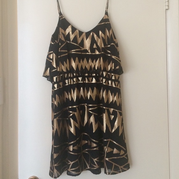 Black & Gold Short Summer Dress