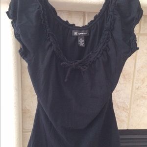 Black Petite Peasant Top INC