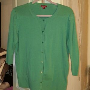 Green cardigan sweater