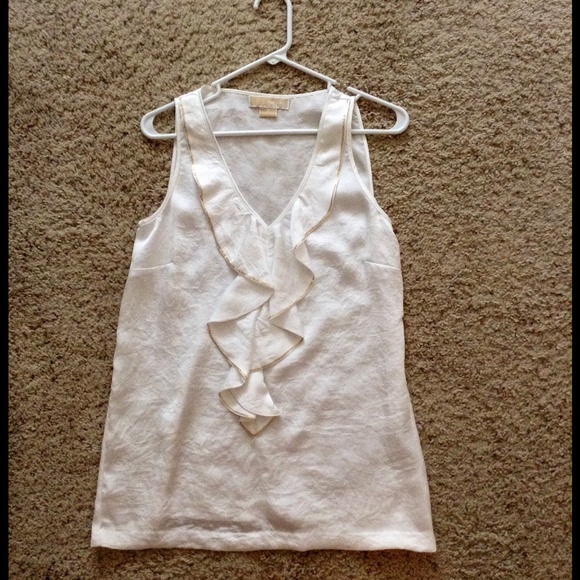 Michael Kors pearlized gold sequin ruffle tank 2