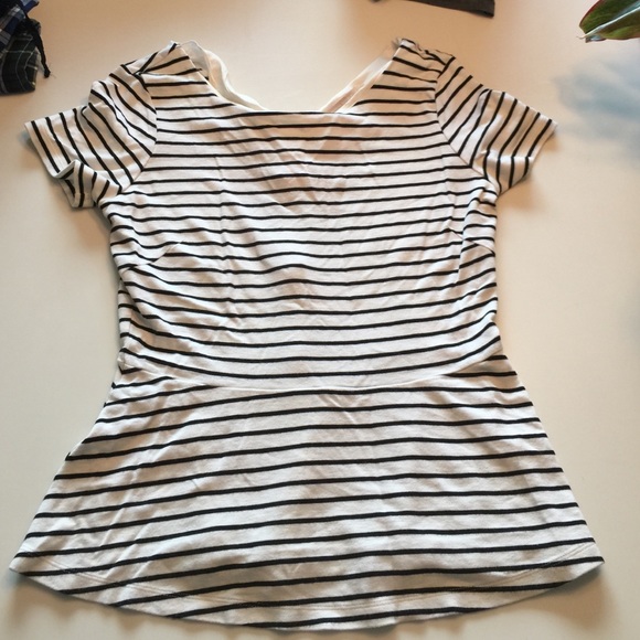 Banana Republic black and white striped peplum