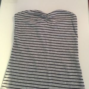 Gray w/ black stripes strapless shirt