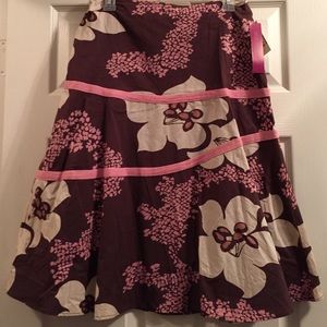 Mix Nouveau...A-Line Brown/Pink Floral Skirt NWT!