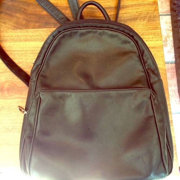 Preview Collection small black leather backpack