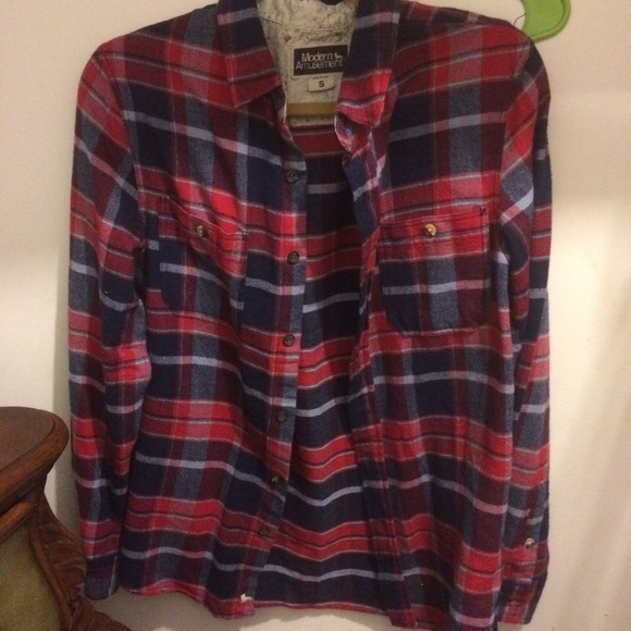 Blue red plaid flannel