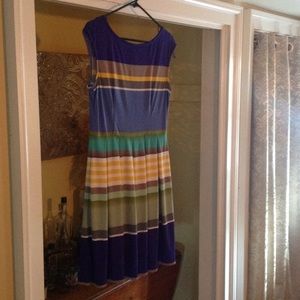 Multi Stripe fit flare dress