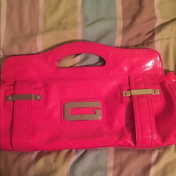 New hot pink patent leather GUESS handbag