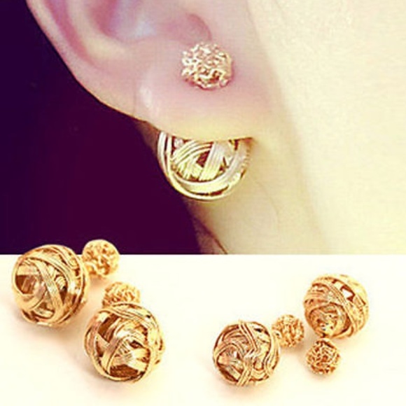 Jewelry - Double Stud Openwork Ball Earrings 🍁Qt 1 🍁