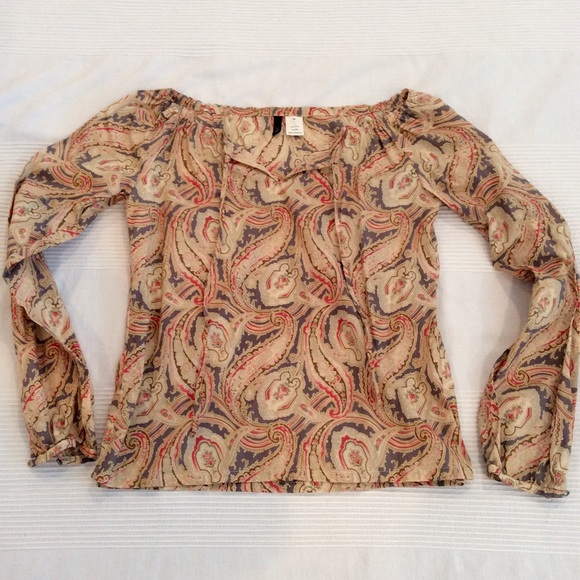 Paisley J Crew Peasant Blouse