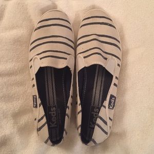 Womens Keds white and navy stripe canvas sneakers