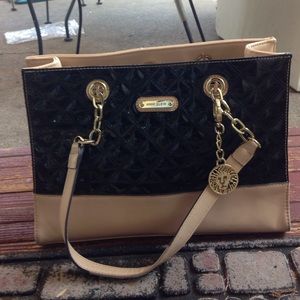 Anne Klein tan and black purse