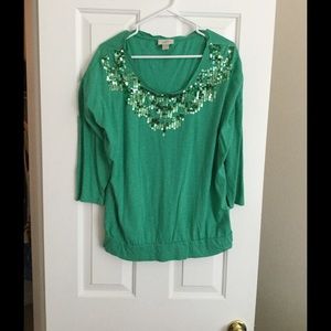 LOFT green 3/4 length sleeve shirt.