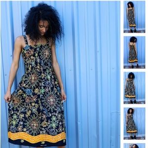 Vintage Black Elephant Print Dress