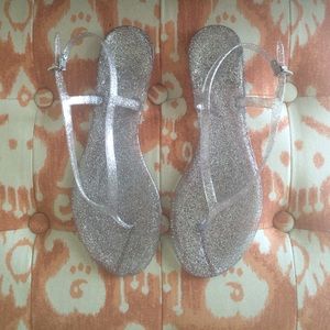 J.Crew jelly sandal in silver glitter