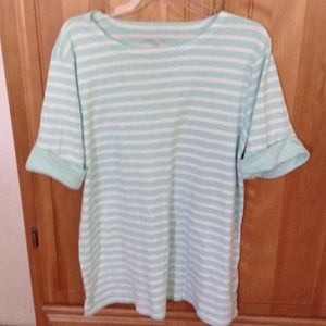 Mint and White Striped Top