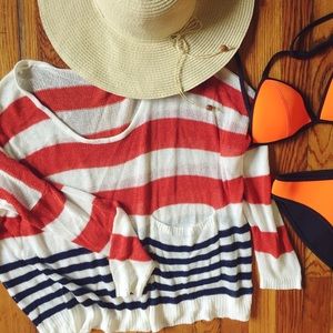 striped sweater red white blue