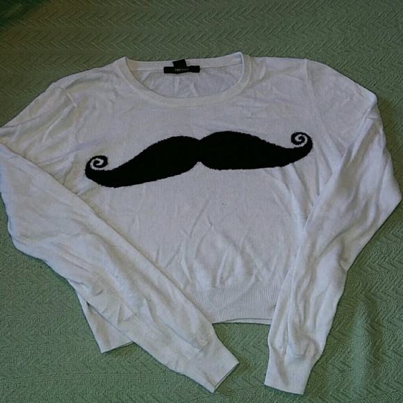 Mustache crop top sweater