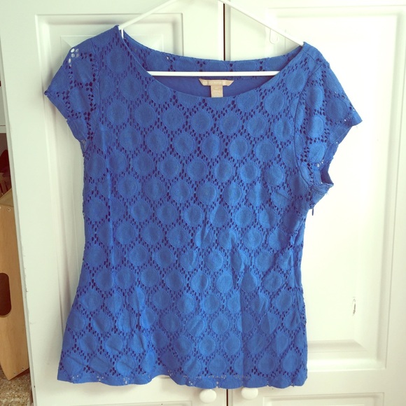 Royal blue short sleeve crochet top