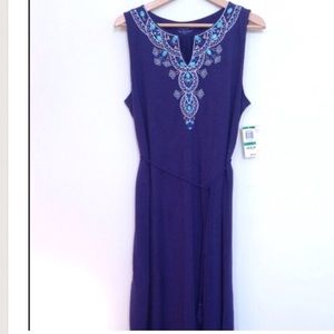 Charter Club embroidered sun dress large NWT
