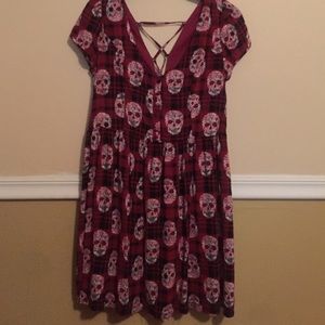 Red plaid skull dress
