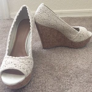 Cream lace wedges