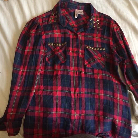Studded Plaid Shirt Size M