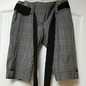 Gray with white pin stripe cuffed dressy capris