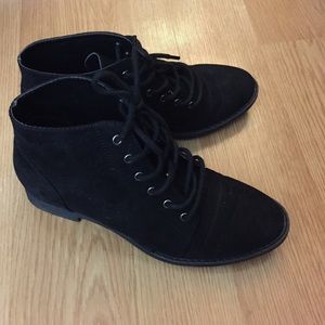 Black suede f21 lace up booties