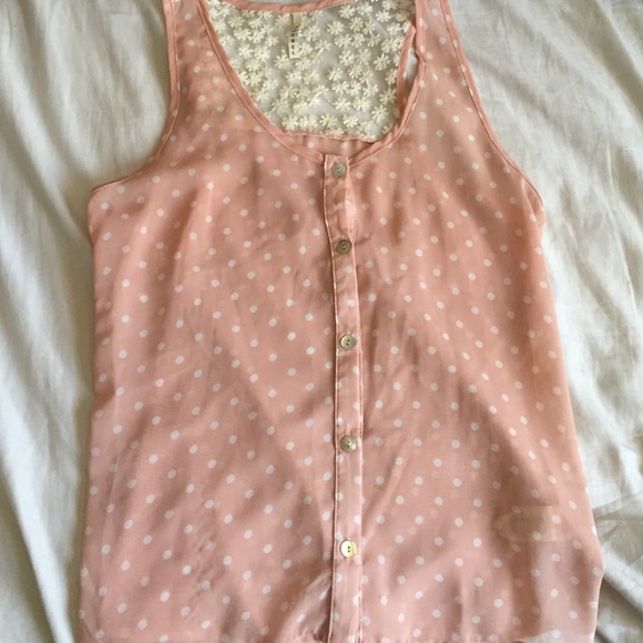Light Pink Poka Dot Tank Top Size S