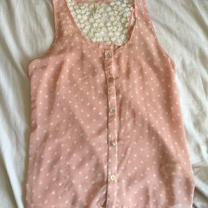 Light Pink Poka Dot Tank Top Size S