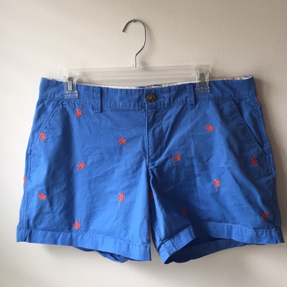 Blue Shorts with Orange Palm Trees