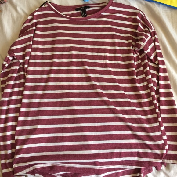 Maroon & White Striped Long Sleeve Shirt Size M