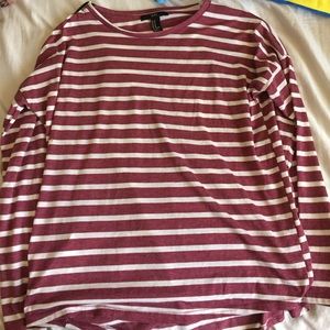 Maroon & White Striped Long Sleeve Shirt Size M