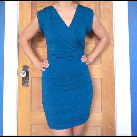 Bar III Cap-Sleeve Ruched Stretch Dress