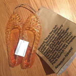 NWT American Apparel orange jelly flats