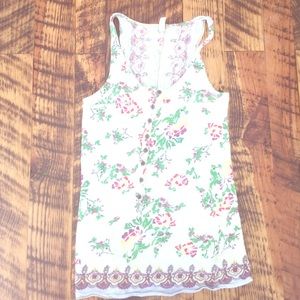Floral print half button tang top