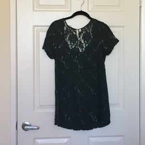 Emerald green lace top