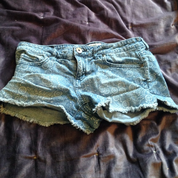 denim printed shorts
