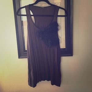 MONROW racer back tank with black floral detail