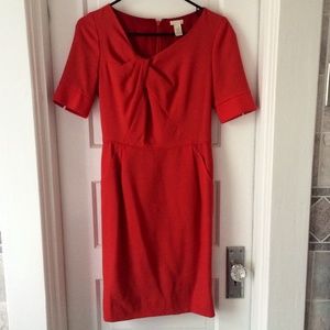 J. Crew Red Wool Elbow-Sleeve Classic Dress